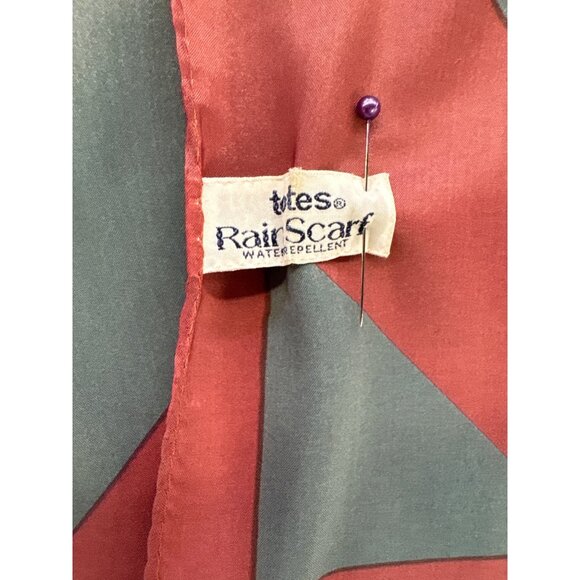 Vtg Totes Rain Scarf Water-Repellent Square 27" Red & Gray Striped Polyester Jap - Picture 3 of 5